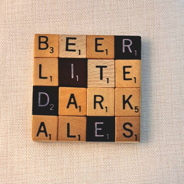 Coaster Beer Scrabble Tiles for wholesale by Hello Lucy