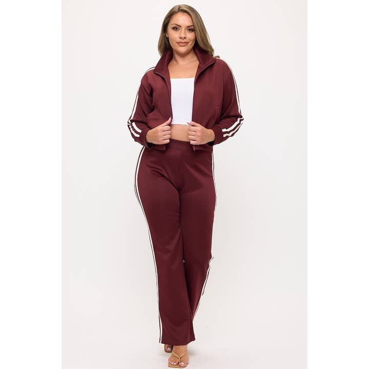 Esmeray Clothing - Wholesale Top & Pant Set (NOT Loungewear) - Women's - PLUS STRIPED JACKET PANTS SET1