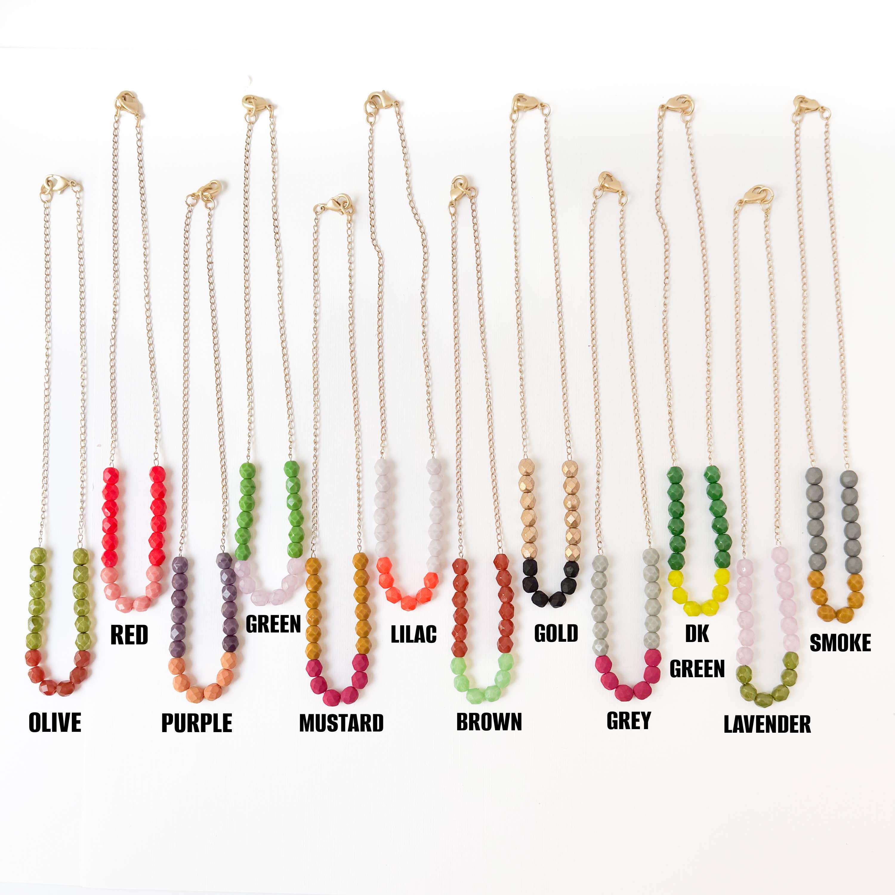 Nest Pretty Things - Wholesale Beaded/Pearl Necklace - Two-Tone Glass Bead Necklace on 24K Gold Chain- 12 colors3