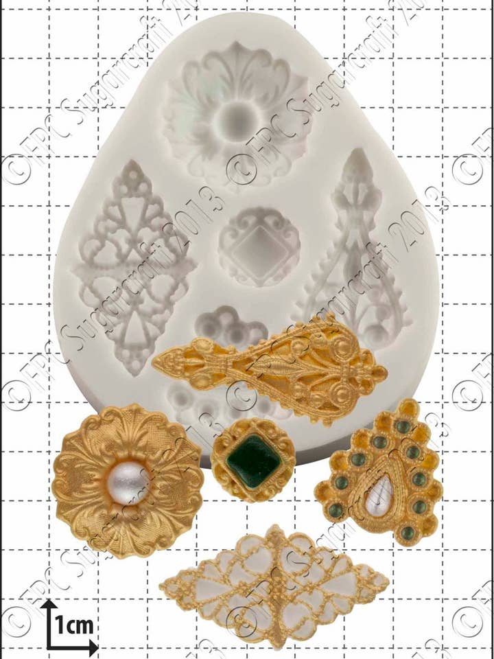 Brosch Silikon Mold (Mold) - 'Filigran Broscher' för wholesale av FPC Sugarcraft