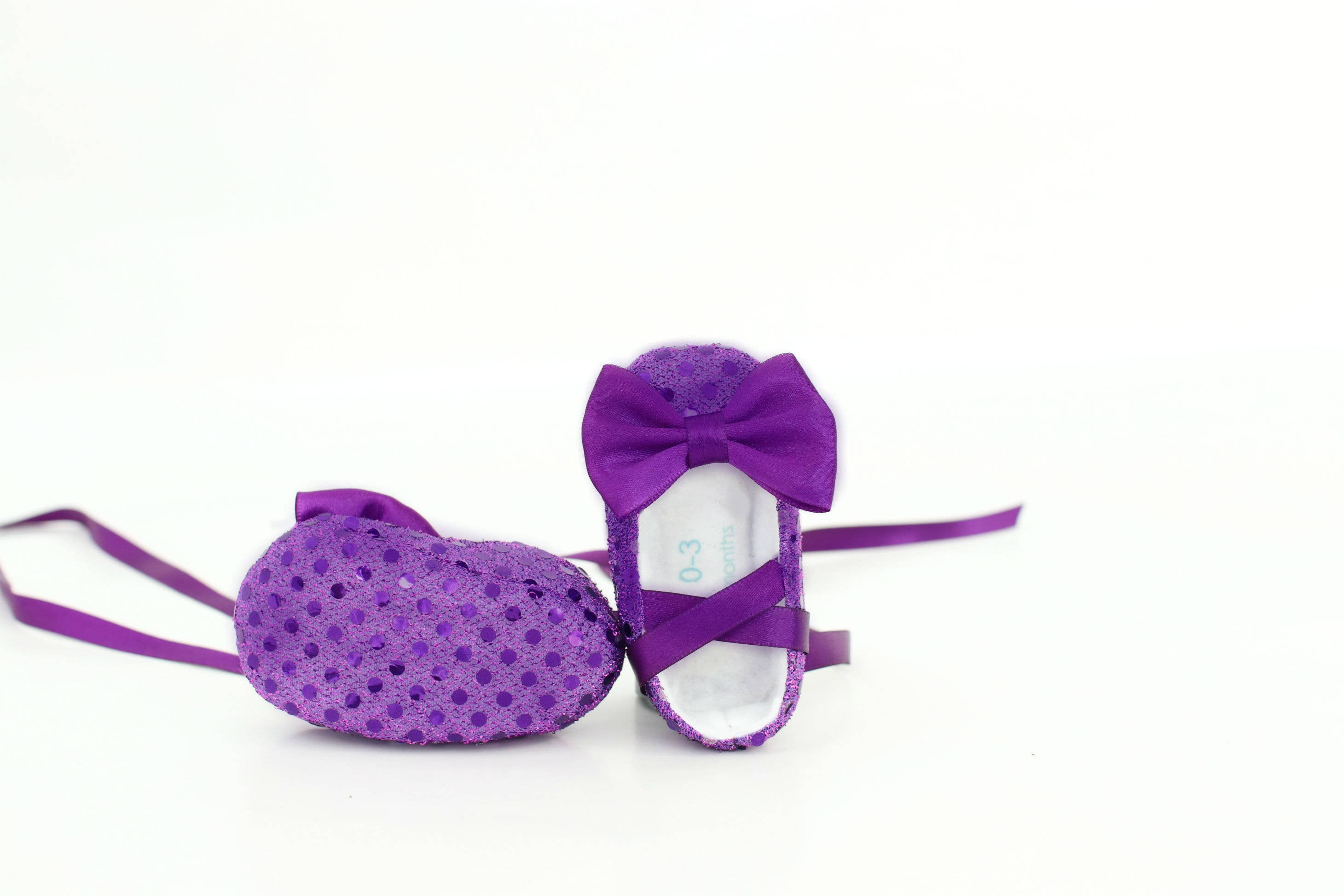 Heidy Berry - Wholesale Slippers - Baby - Baby Shoes Amethyst Purple Sequined Ballerina Booties2