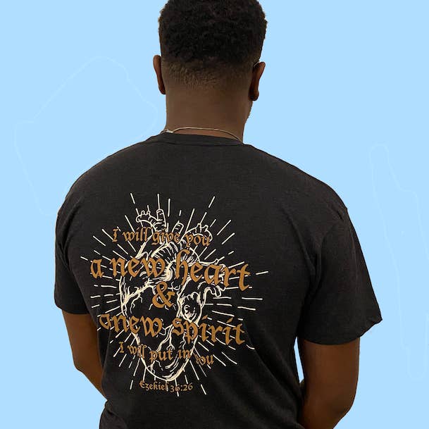 Never Lose Hope Designs - Wholesale Screen Printed T-Shirt - Men's - A New Heart and A New Spirit Christian Graphic Tee3