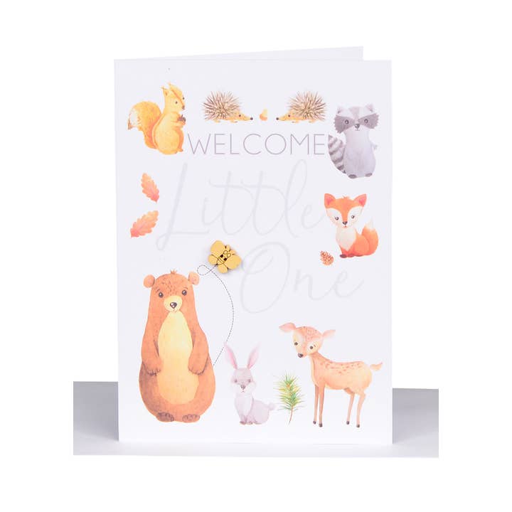 Newborn Forest Babies Greeting Card - Butterfly for wholesale by Lil's Cards