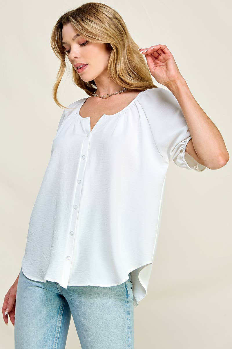 Chris & Carol Apparel - Vente Chemise à col boutonné – femme - Bouton Top-H2348T1