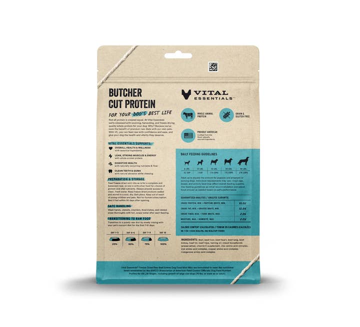 Pet Palette Distribution - Wholesale Pet Food - Dog - Vital Essentials Raw Beef FD Dog Food Mini Nibs 14 oz