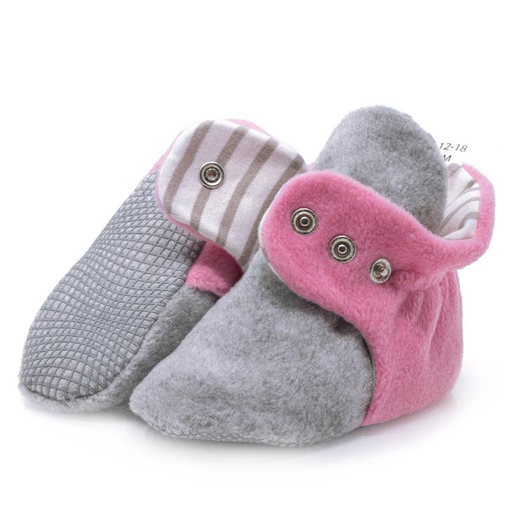 Grå Lyserød Skridsikker sål, Fleece Baby Støvler, Nyfødte Hjemmestøvler, S for engroshandel på Faire3