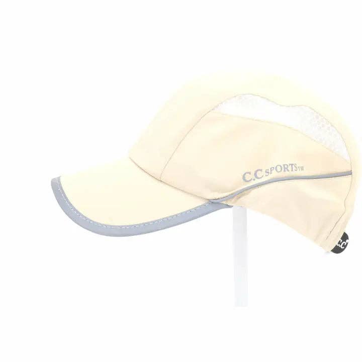Beige White Reflective Mesh Sport CC Ball Cap BA772 for wholesale on Faire2