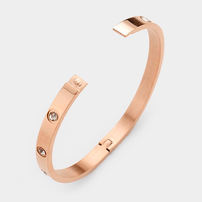 Sensibling Corp. – Großhandel Armreif – Goldfarbener Schmuckarmreif aus Edelstahl mit Kristallverzierung7