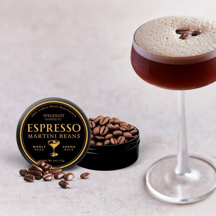 Speakeasy Premium Craft Cocktail Garnishes - Wholesale Cocktail Mix/Syrup - Speakeasy Premium Espresso Martini Coffee Beans – 4oz Tin3