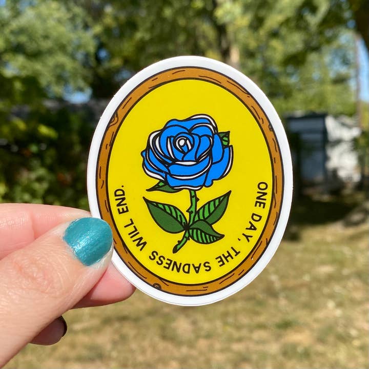 Lil Boat Boutique - Wholesale Sticker - Op een dag zal het verdriet eindigen - 3" vinylsticker Blue Rose1
