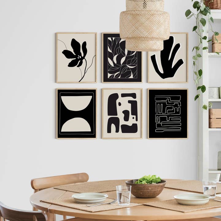 Haus and Hues - Wholesale Gallery Wall Set - Black and Beige Abstract Wall Art Set3