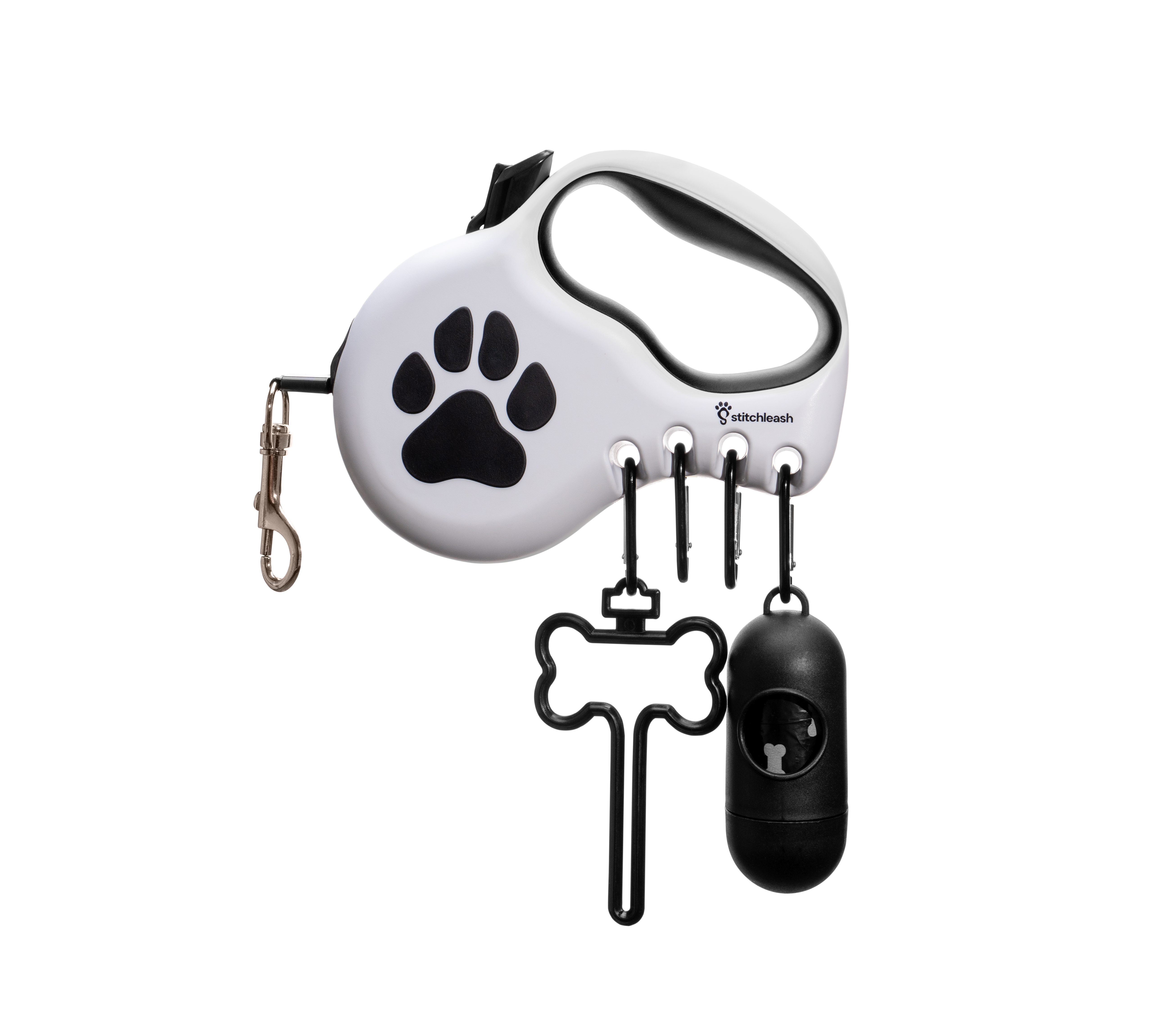 StitchLeash - Wholesale Pet Leash - Dog - StitchLeash® Coops Retractable Dog Leash with Clip & Go™ System – Black/White | 16–23 ft | 6 per case17