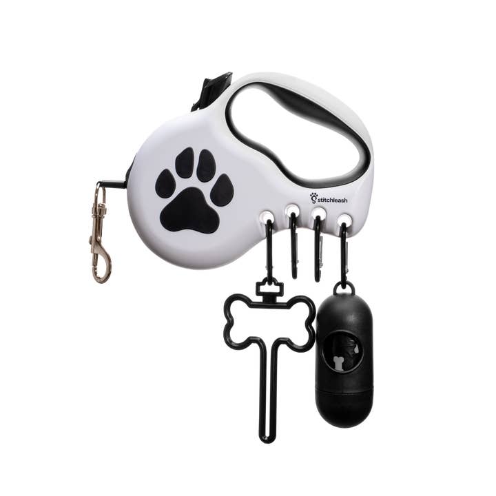 StitchLeash - Wholesale Pet Leash - Dog - StitchLeash® Coops Retractable Dog Leash with Clip & Go™ System – Black/White | 16–23 ft | 6 per case17