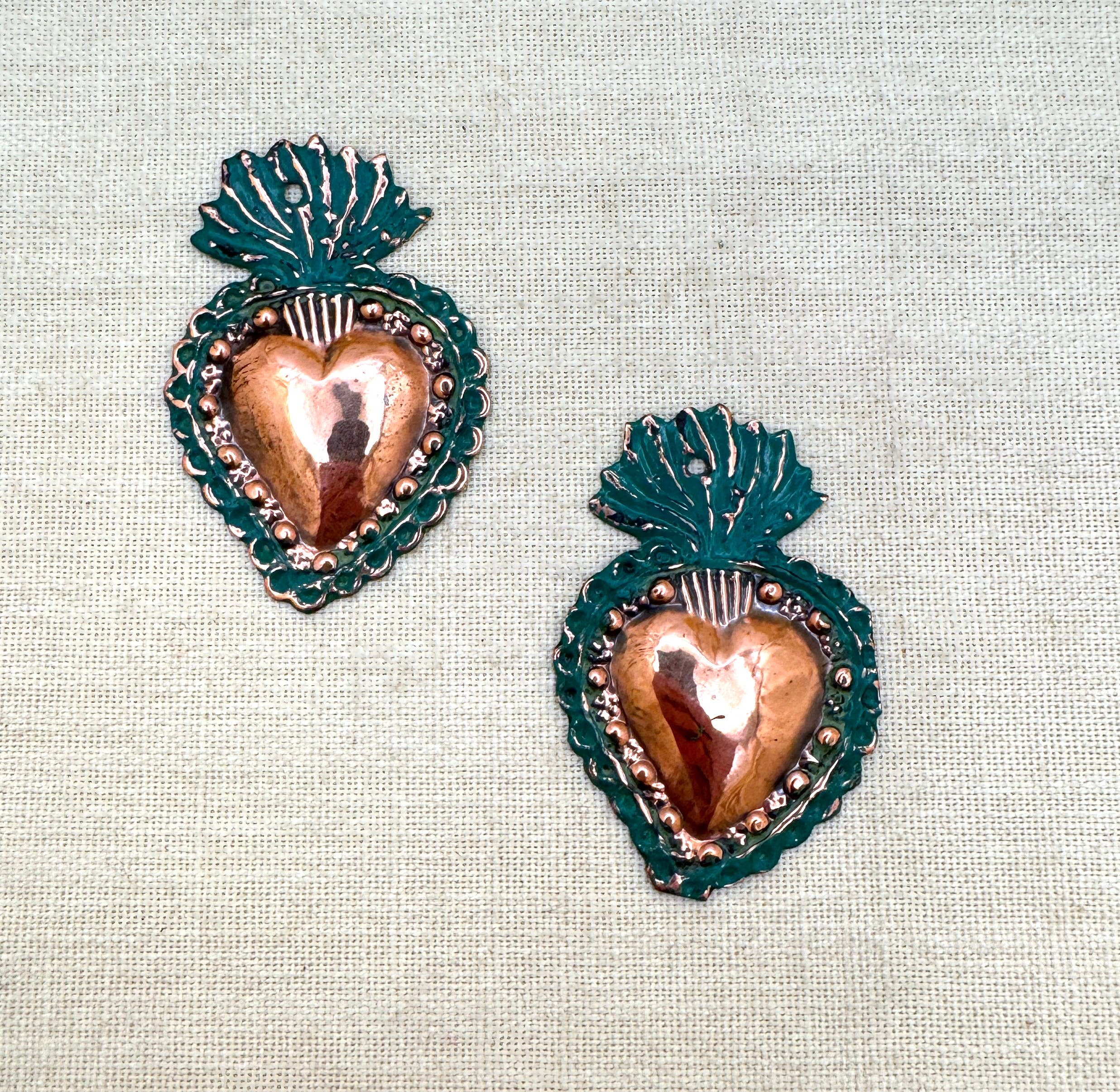 Tesoros Trading Company - Wholesale Ornament - Oxidized Copper Heart Ornament from Peru (MC01)1