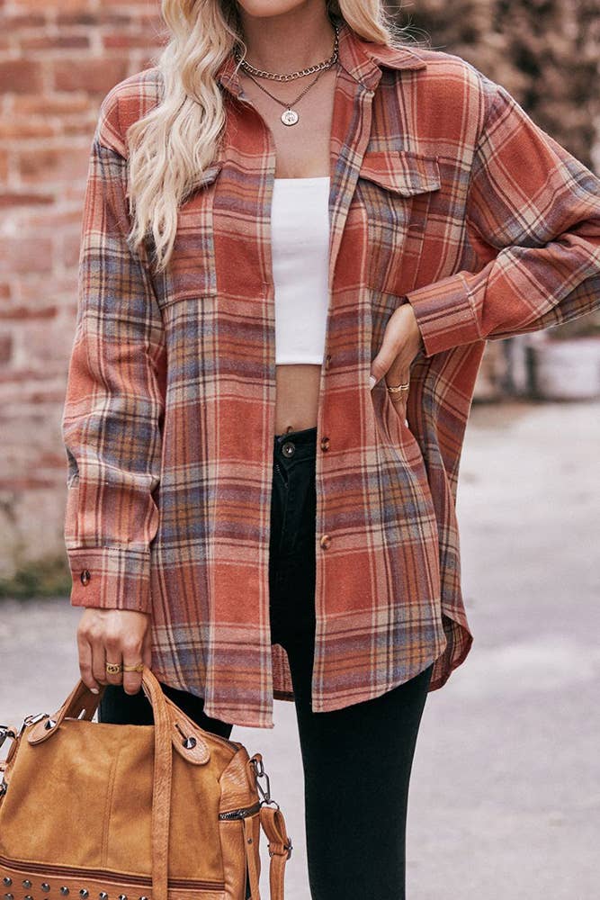 Comely Fashion - Wholesale Button Down Shirt - Women's - Women Plaid Blouse Buttoned Fall Sesaon Shirt CF-MD07416