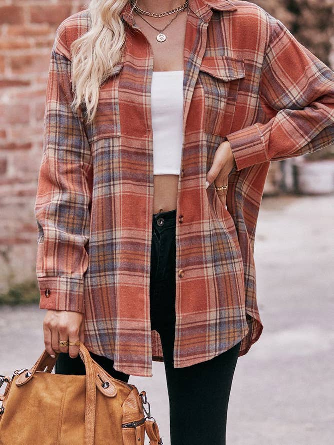 Comely Fashion - Wholesale Button Down Shirt - Women's - Women Plaid Blouse Buttoned Fall Sesaon Shirt CF-MD07416