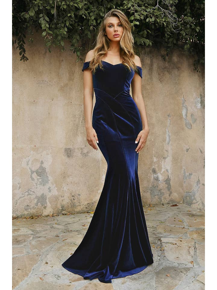 Ladivine by Cinderella Divine - Vendita all'ingrosso Abito da sera - Donna - ABITO IN VELLUTO CON SPALLINE SCOPERTE1