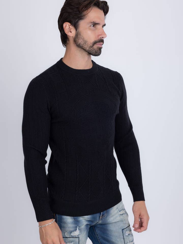 Men's Embroidered Medusa Stretch Sweater 5PLS01 for wholesale by BARABAS