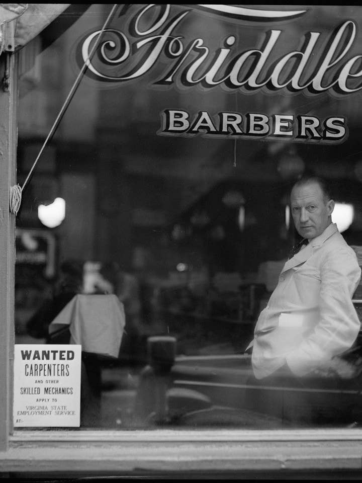 Valley State arbejdsformidling skiltning og barber for engroshandel hos Print Collection