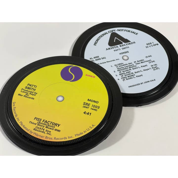 Patti Smith. Record Label coasters. Popsters for wholesale by Popsters