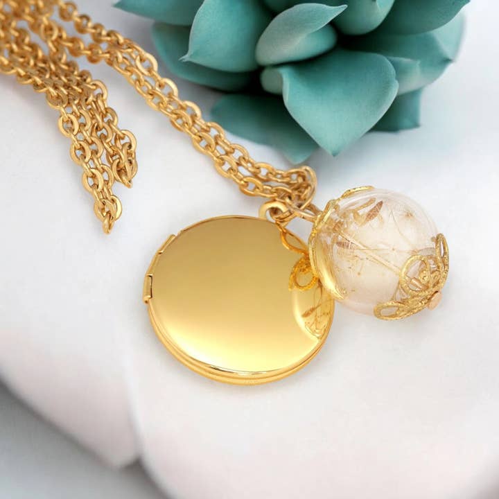 Personalised Dandelion Locket Necklace with FOTOSERV for wholesale by MadamLili