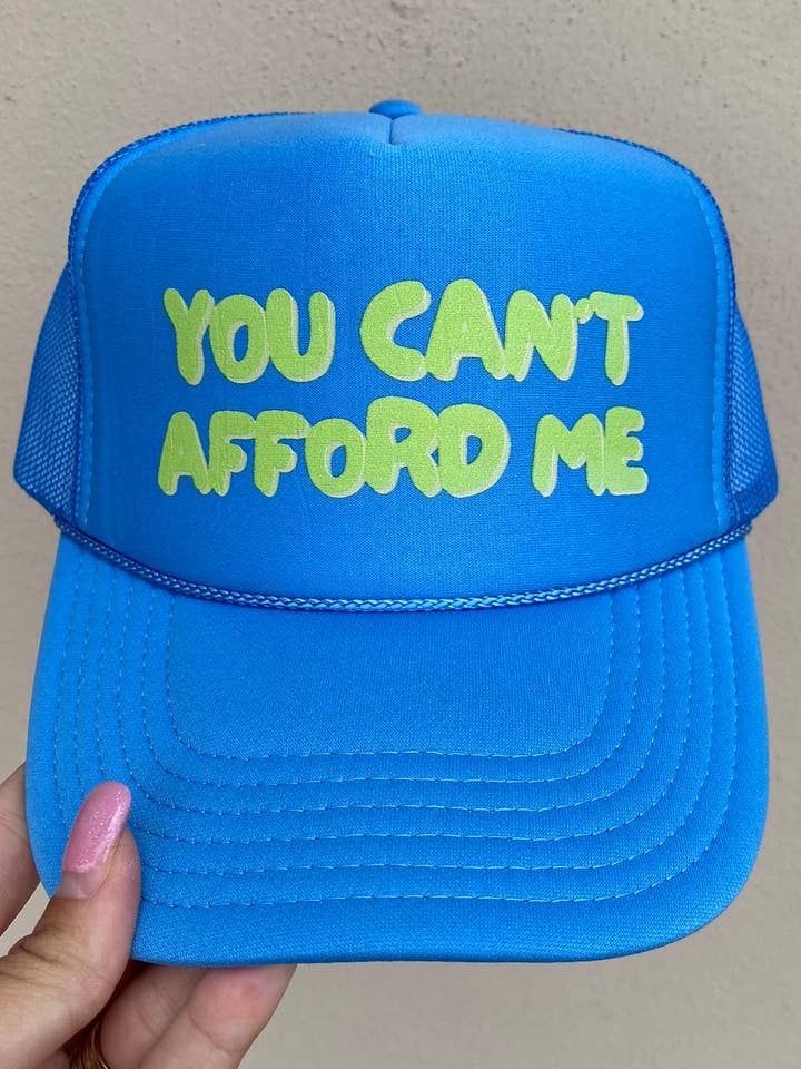 Casquette de camionneur « You Can't Afford Me » pour la vente par Teal West Boutique