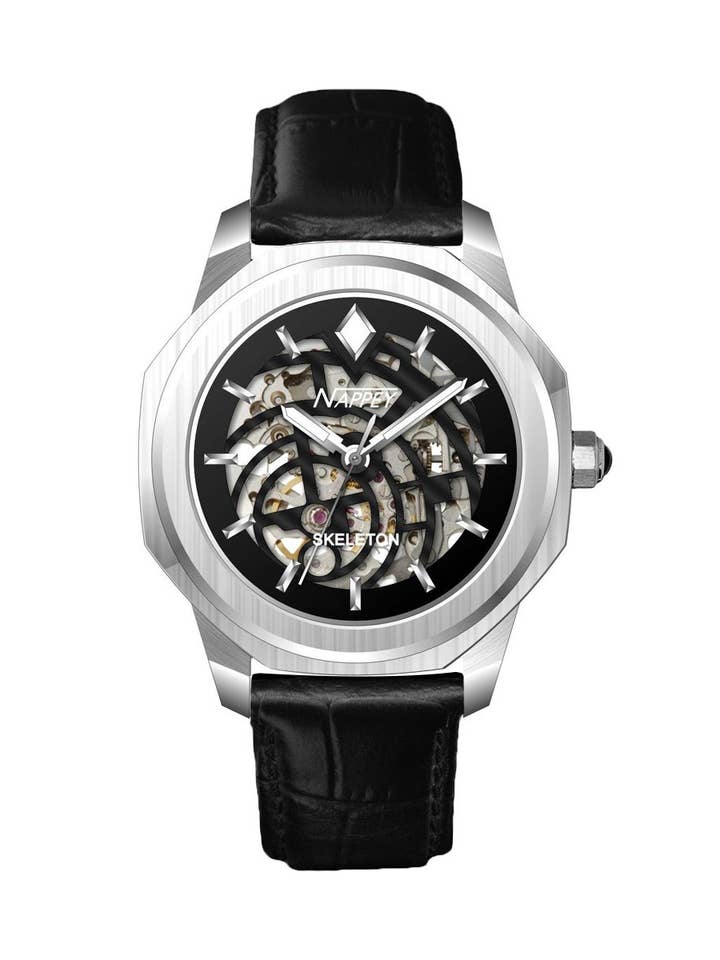 Pannolino Skeleton argento e pelle nera nera 115X94X764 per la vendita all'ingrosso da parte di Nappey