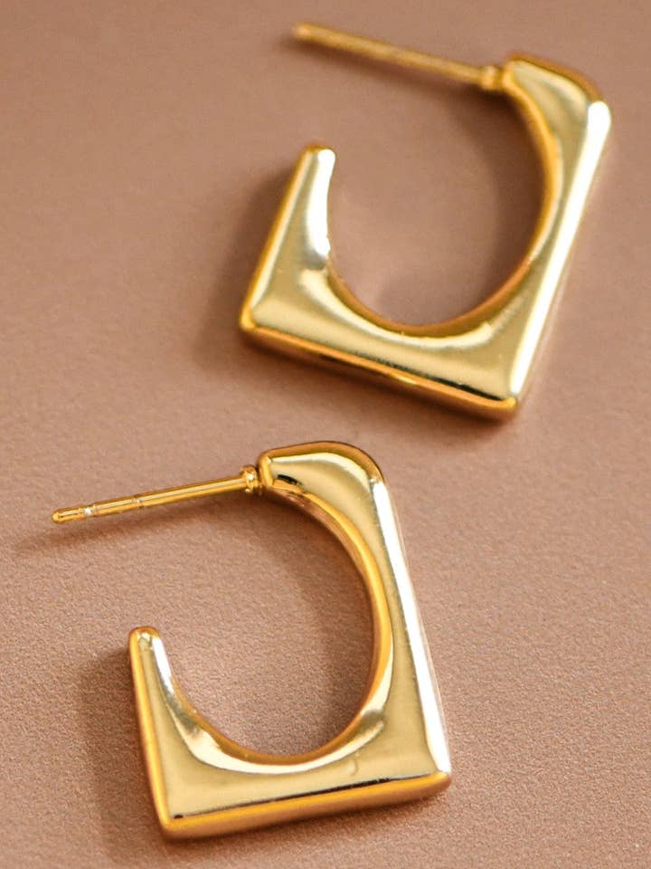 18K Gold Plated Waterproof Stainless Steel Hoop Earrings - 7096 for wholesale by Mia Accessories