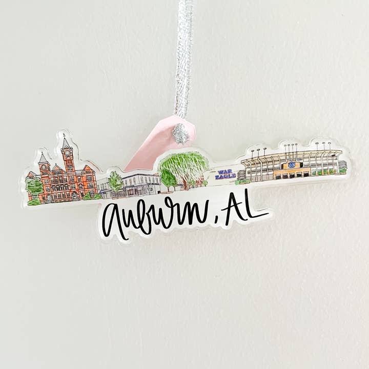 Thirteenwinks - Wholesale Ornament - Auburn, AL Alabama State Acrylic Skyline Holiday Ornament0