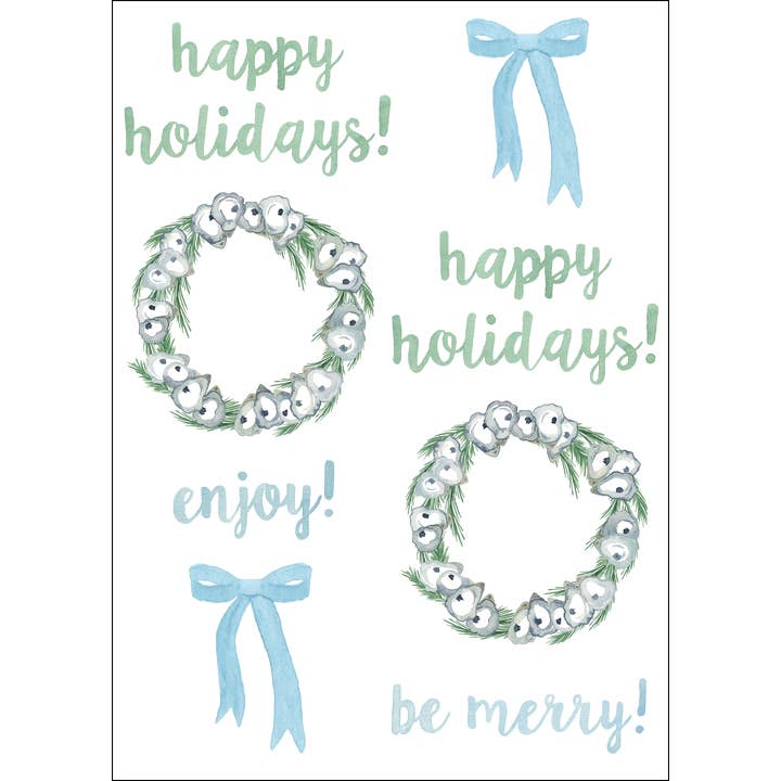 Oyster Wreath Holiday Designer Decals for wholesale by Printed Hues