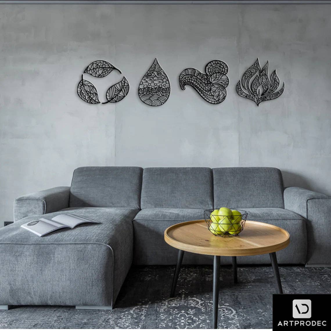 benjashop - Vendita all'ingrosso Decorazione da parete 3D - Cartello da parete in metallo con quattro elementi6