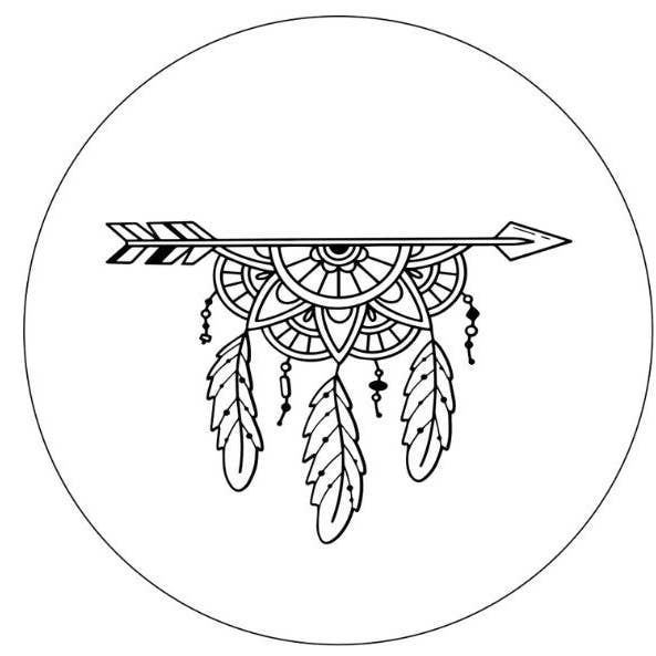 Boho Mandala Arrow With Feathers White ( Any Color) Spare Tire Cover for wholesale by Dirty Acres