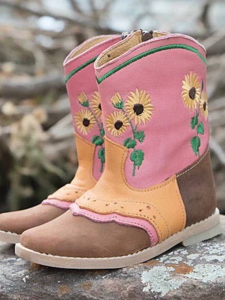 "Sophie" Sunflower Toddler Boots, Size 6-9 for wholesale by Shea Baby