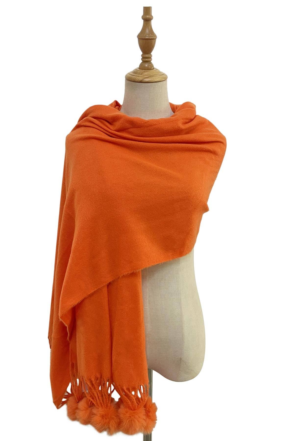 Fashion Scarf World – wholesale Scarf – Women's – Plain Wool Pom Pom Scarf21