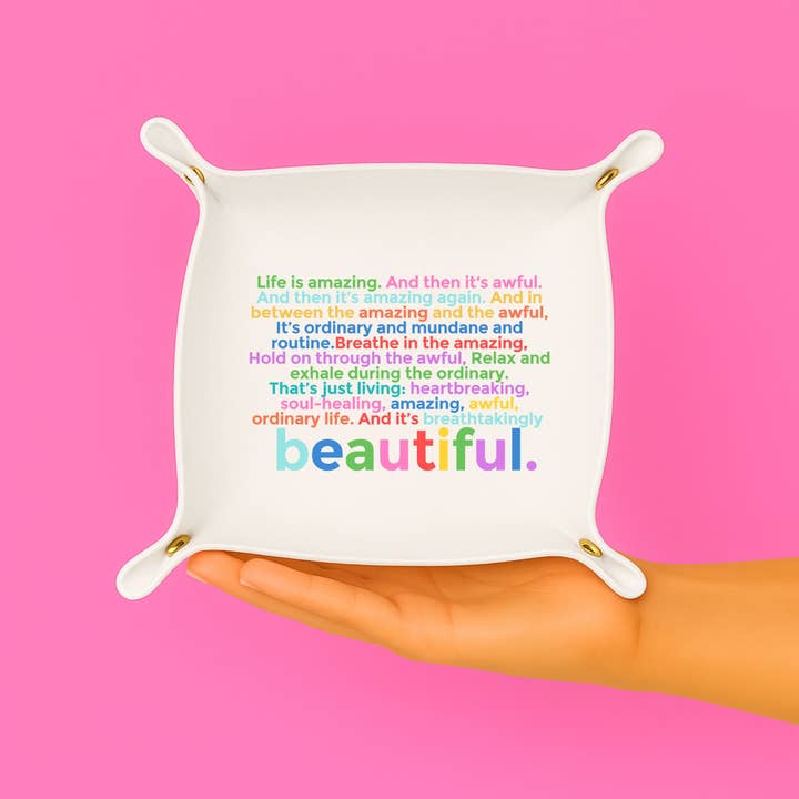 Aspen Lane - Wholesale Jewelry Dish - Trinket Tray Life is Amazing colorful inspirational quote