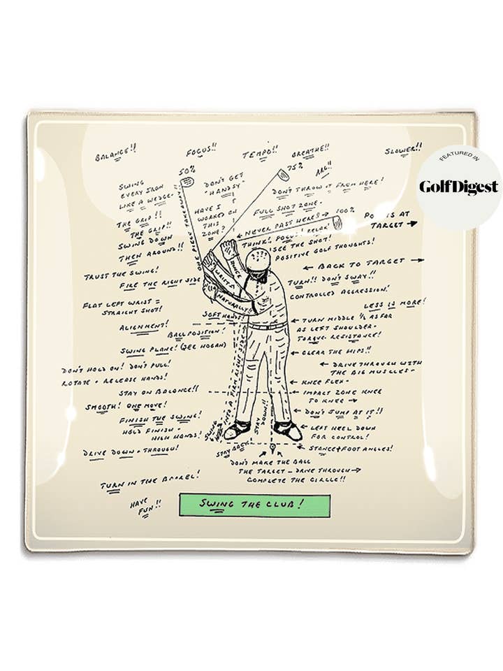 Golf Sketch Swing The Club glazen dienblad met decoupage voor wholesale door Ben's Garden
