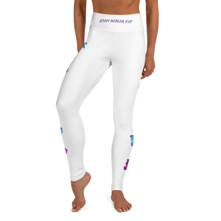 Leggings Yoga Blancos Con Mariposas Fuente Morada para venta al por mayor de Ninja Focused