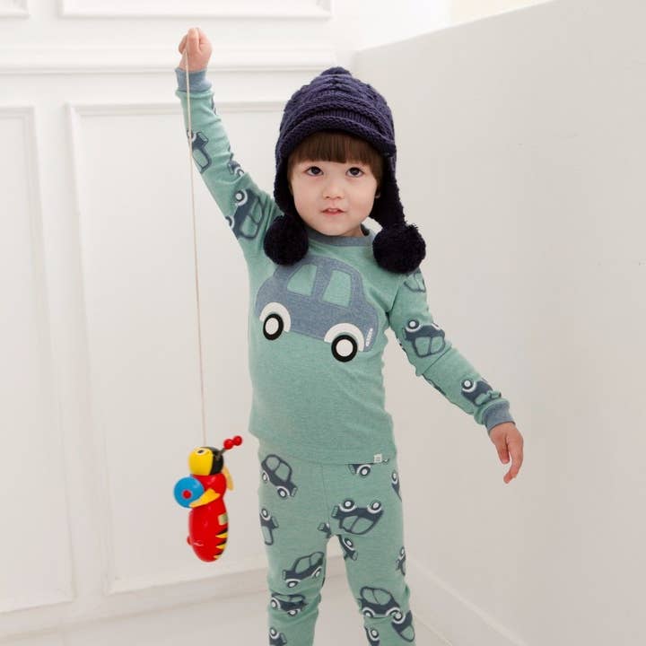 Mint Bbang Bbang Cotton Long Sleeve PJ's for wholesale by Vaenait Baby