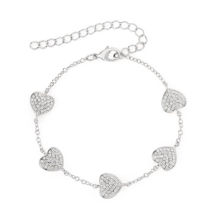 Bracelet en argent scintillant en forme de cœur pour la vente par The Tiny Gem