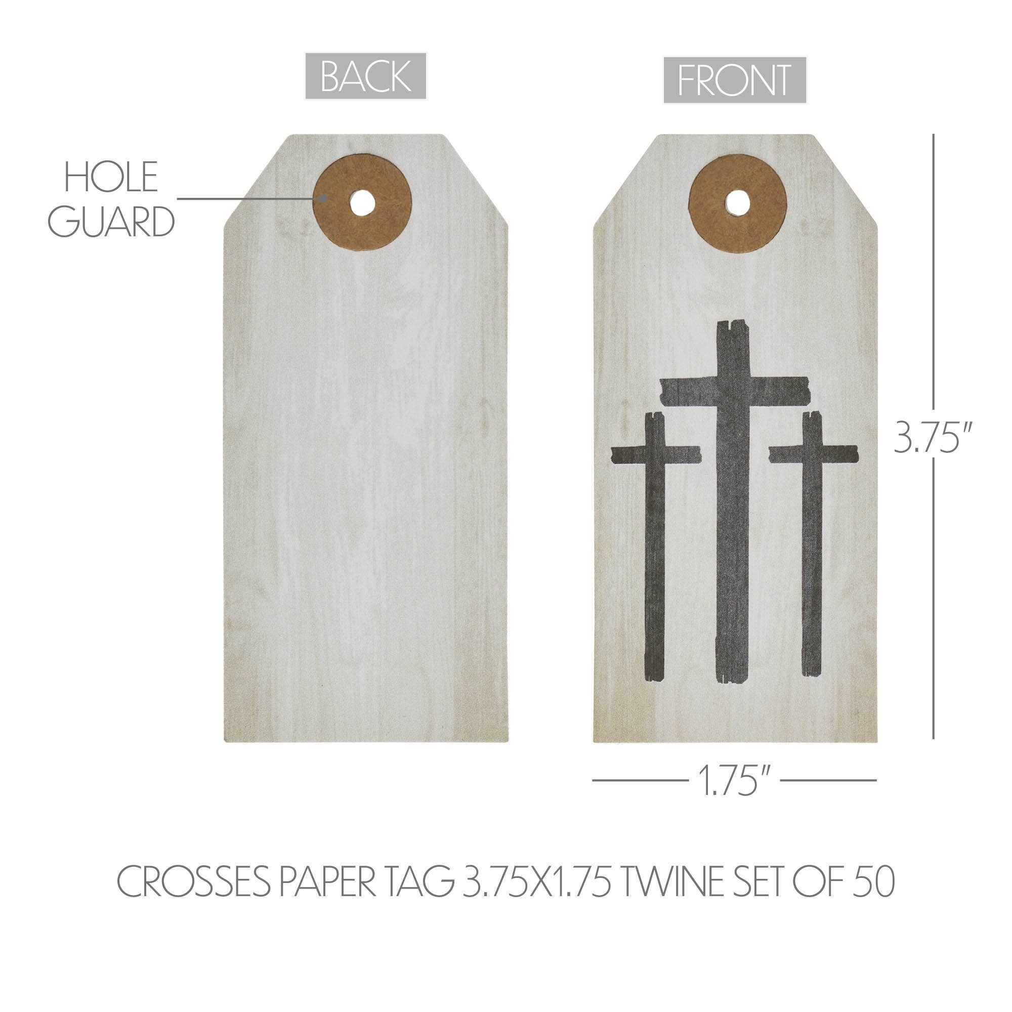 VHC Brands - Wholesale Gift Tag Label - Celebrate Grace Crosses Paper Tag 3.75x1.75 w/ Twine Set of 503