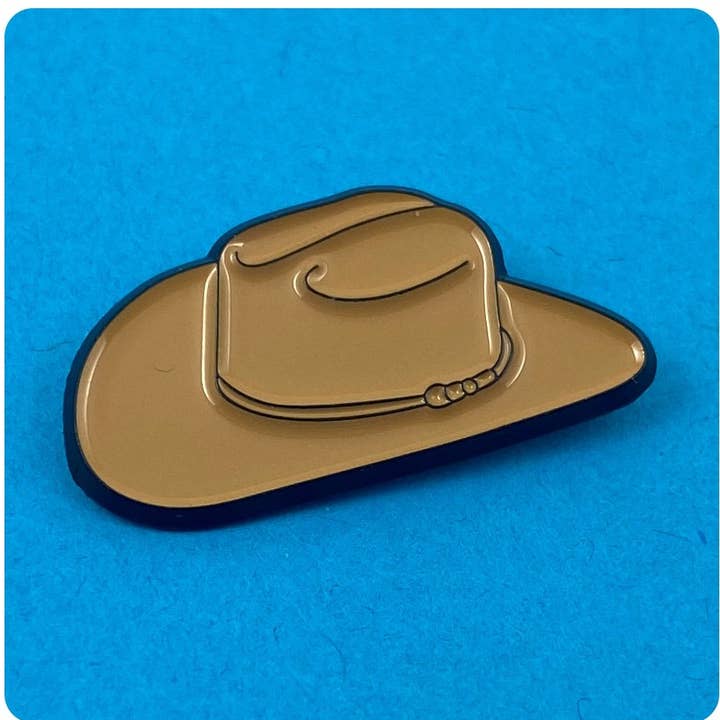 Pin de esmalte de sombrero vaquero con pliegue de ganadero para venta al por mayor de Ridin' High Productions
