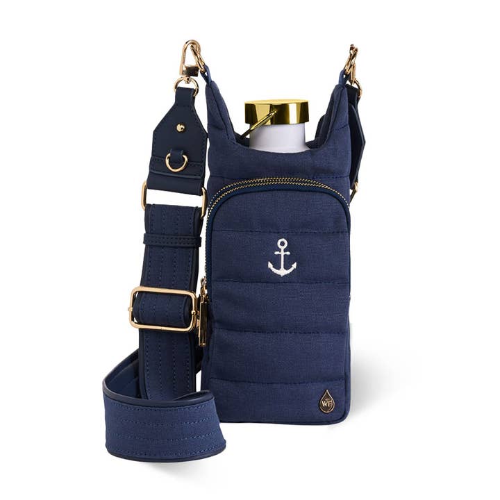 Navy Canvas HydroBag with Anchor Embroidery for wholesale by WanderFull - Original HydroBag