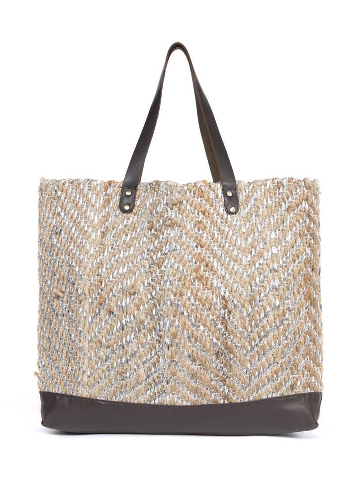Silver Jute Basket Bag for wholesale by Kapara London