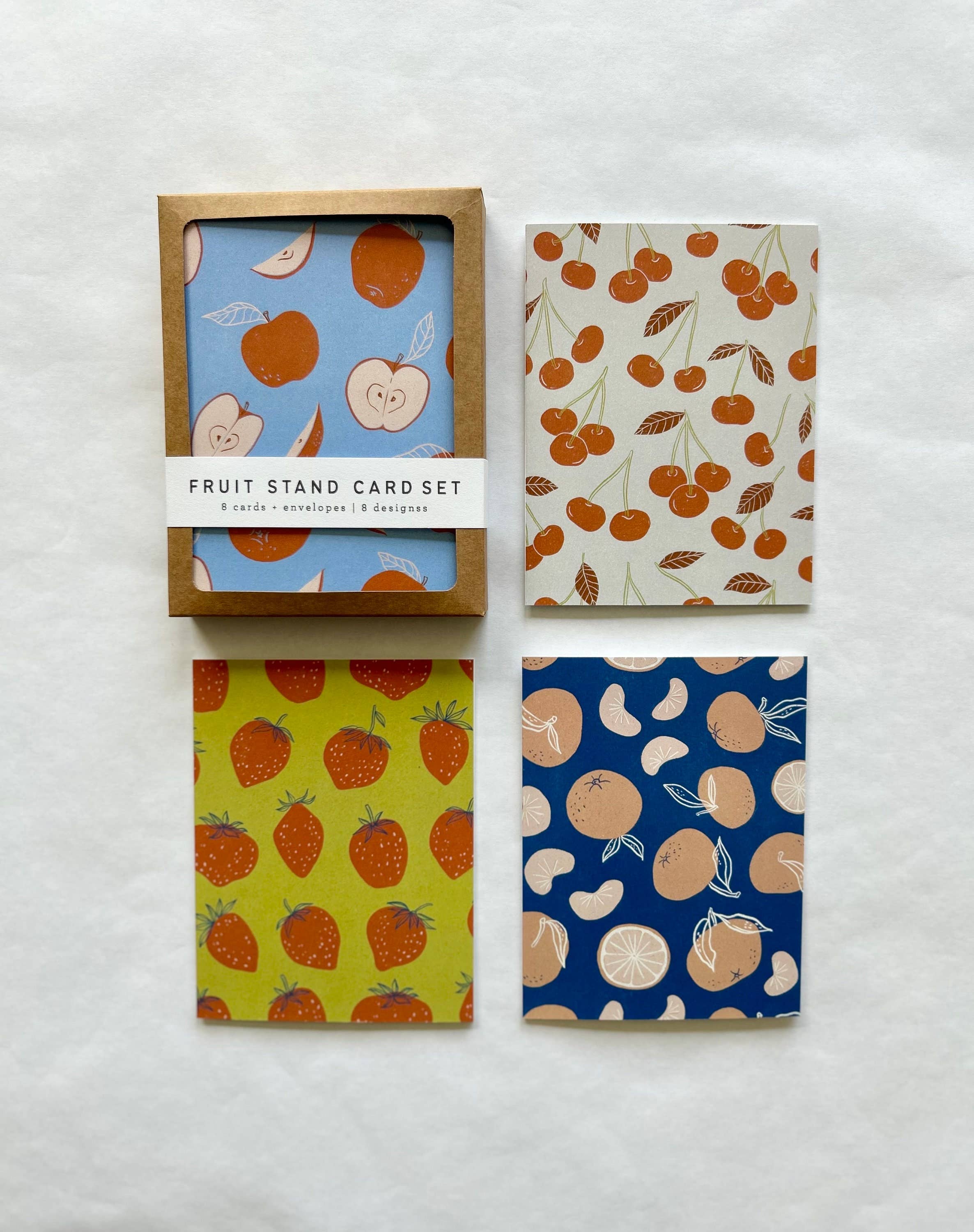 Chelsea Calkins Design - Venta al por mayor Conjunto de papelería y tarjetas - Juego de Tarjetas Variadas de Puesto de Frutas - 8 Tarjetas con Sobres2