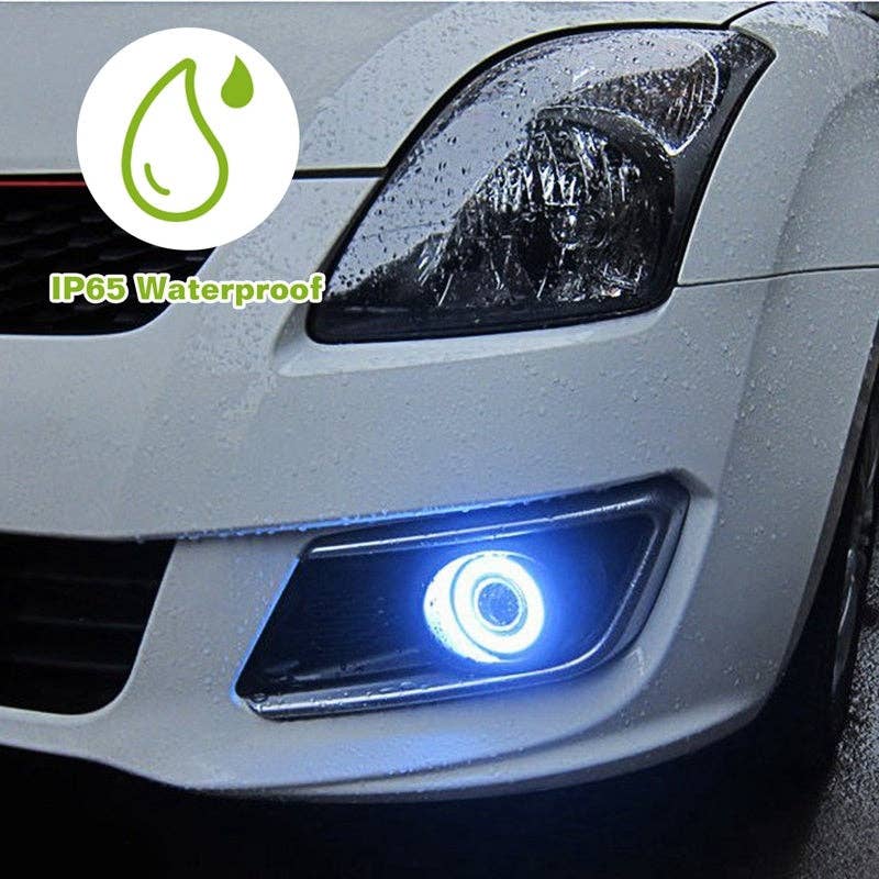 Black 2 Pcs 2.5"Auto COB LED Fog Light 1200LM 6000k White IP65 Waterproof Halo Angel Eye Ring Bulb Lamp Driving DRL 12V for wholesale on Faire3