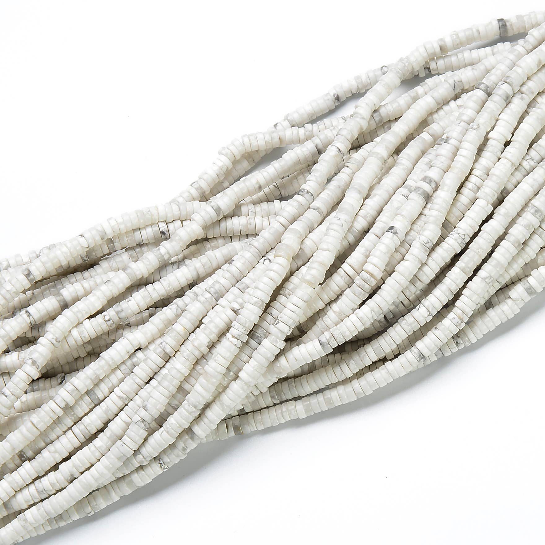 Beads Creation - Wholesale Beads - Howlite Heishi Beads Smooth Plain Disc Real Genuine PRP4694