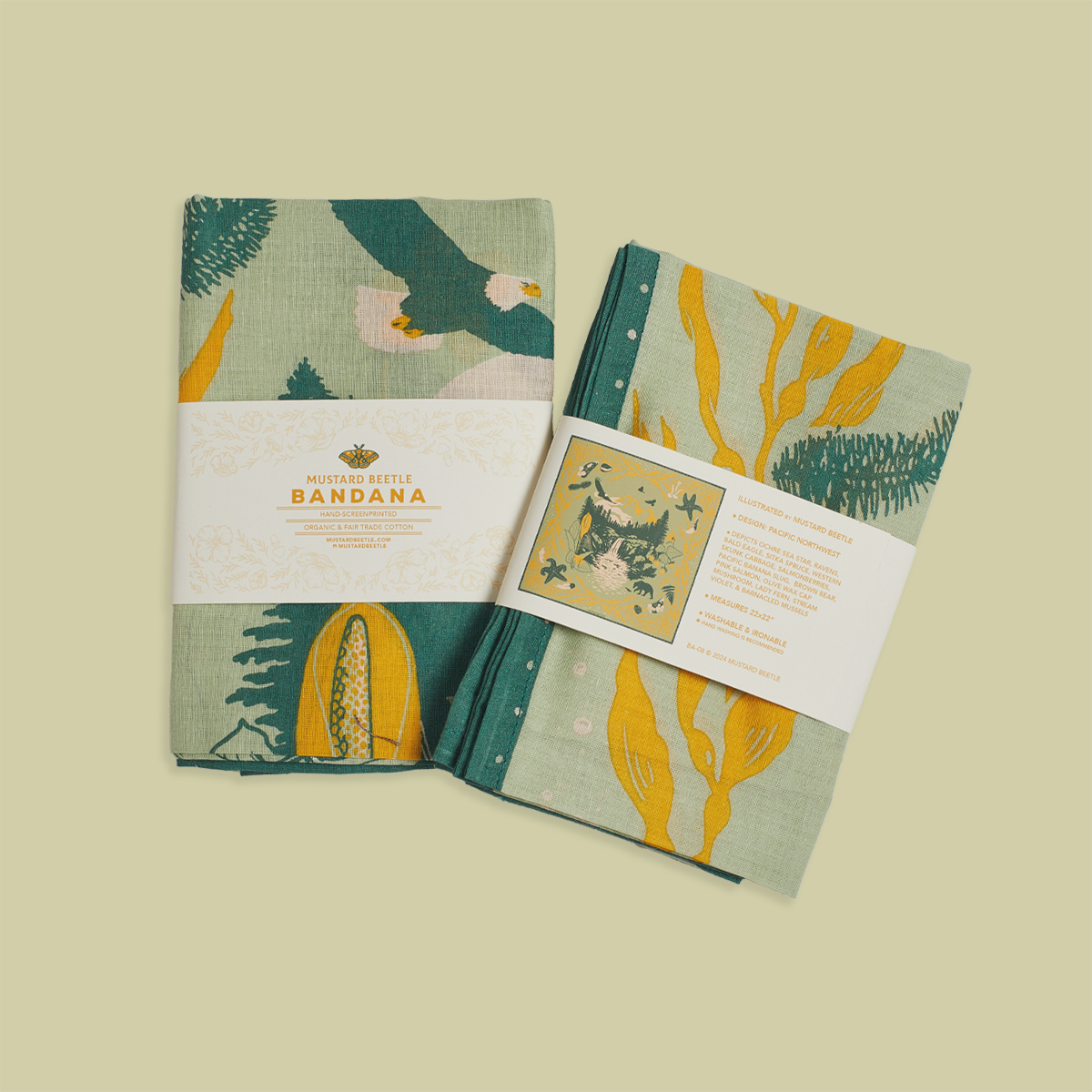 Mustard Beetle - Wholesale Bandana - Women's - Organic Fair Trade Bandana: Pacific Northwest2