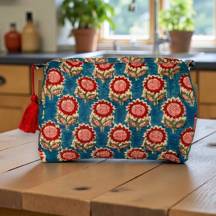 Pouch | Teal Floral for wholesale by Aakriti