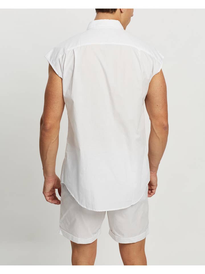 White Sleeveless Button-Up Shirt for wholesale on Faire1