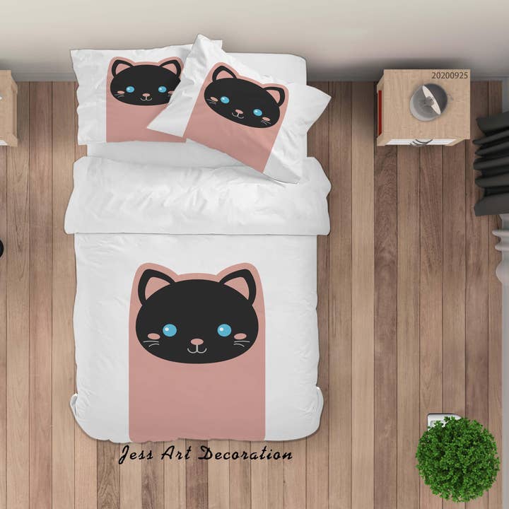 Jess Art Decoration - Wholesale Bedding set - 3D Cartoon Animal Cat Pattern Quilt Cover Set Bedding Set Duvet Cover Pillowcases WJ 64752